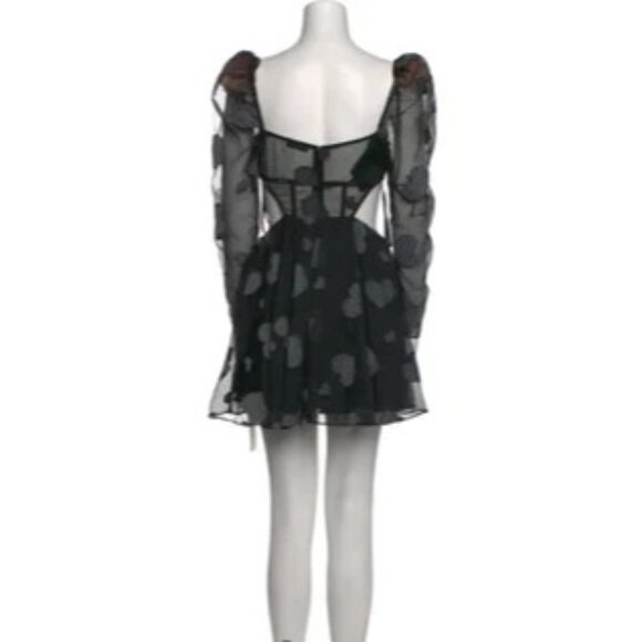 For Love and Lemons Alexandra Long Sleeve Mini Dress Black Hearts Size Small NWT - Picture 10 of 14